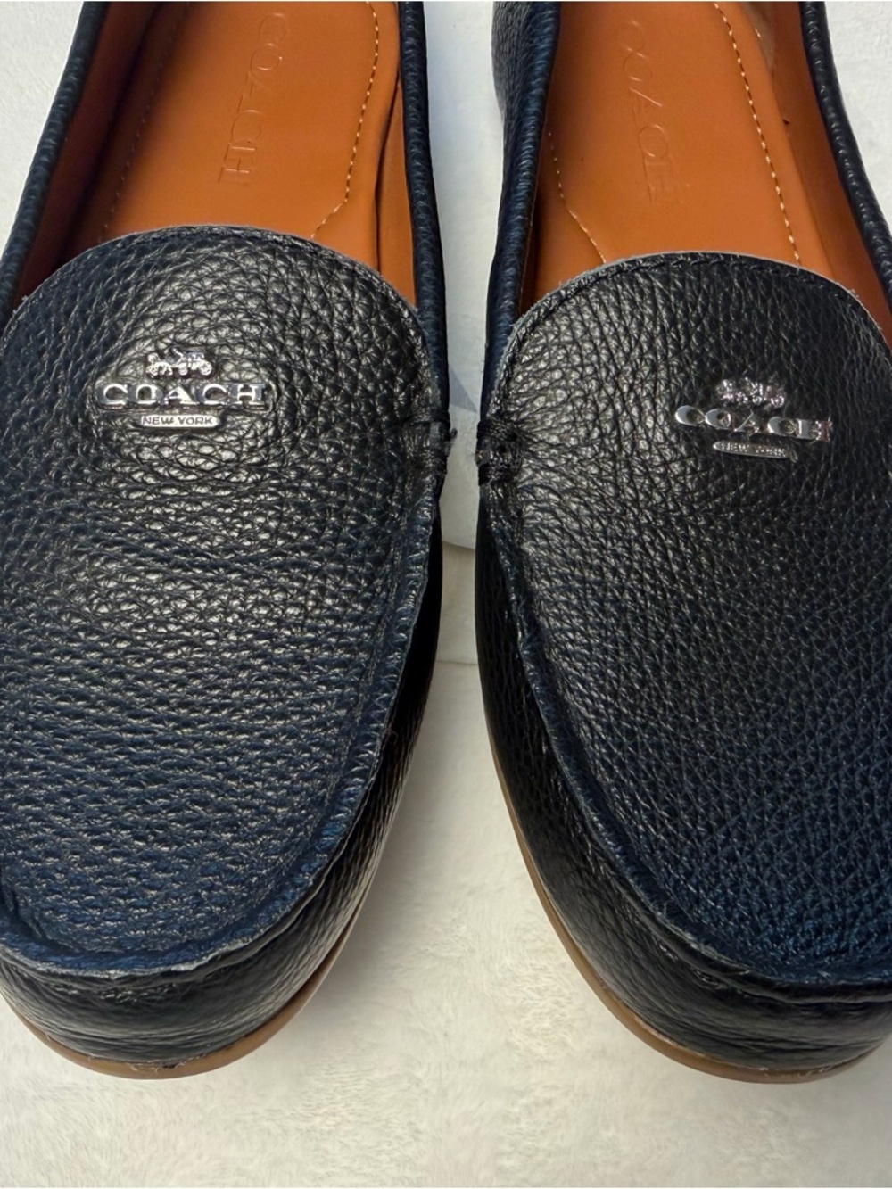 Coach Black Pebbled Leather Driver Loafers Horse & Carriage Logo Women’s 7.5B - Picture 6 of 13